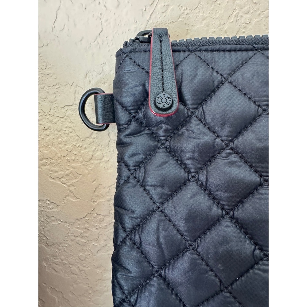 MZ Wallace Quilted Black Nylon Wristlet Clutch with Leather Patch - Picture 9 of 12